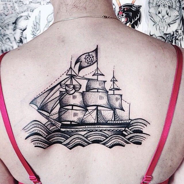 Nice boat back tattoo