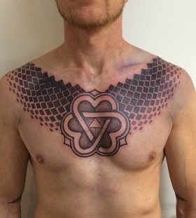 Nice chest tattoo by Gerhard Wiesbeck
