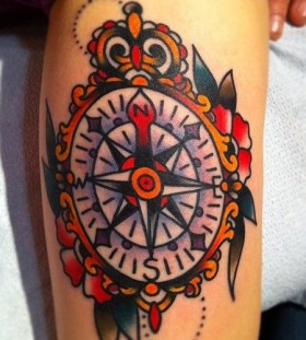 Nice compass tattoo by Nick Oaks