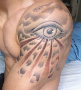 Nice eye and clouds tattoo