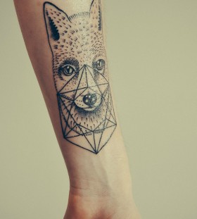 Nice geometric fox tattoo