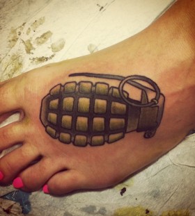 Nice grenade foot tattoo
