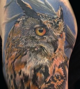 Nice owl tattoo by Phil Garcia