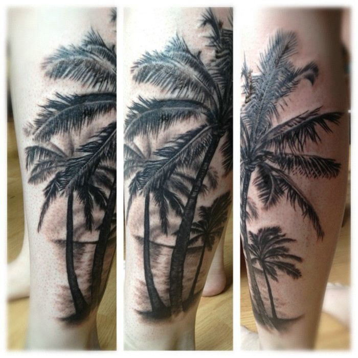 Nice palm tree leg tattoo