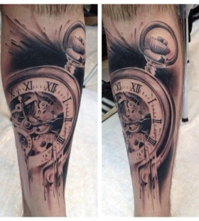 Nice pocket watch tattoo by Florian Karg