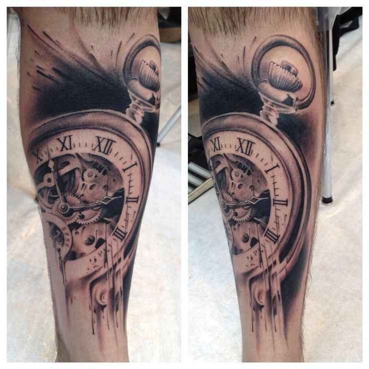 Nice pocket watch tattoo by Florian Karg