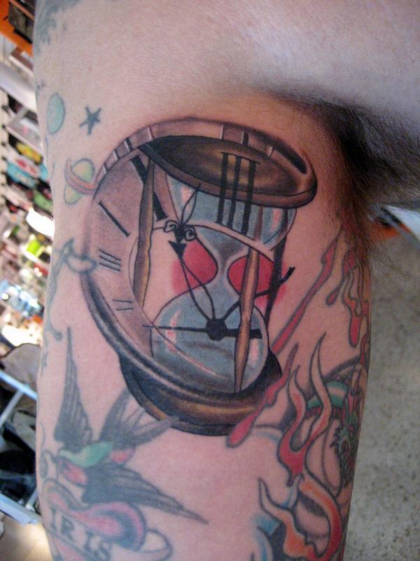 Nice sand clock tattoo