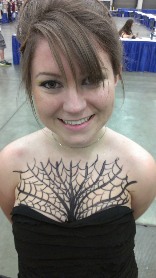 Nice spider web chest tattoo