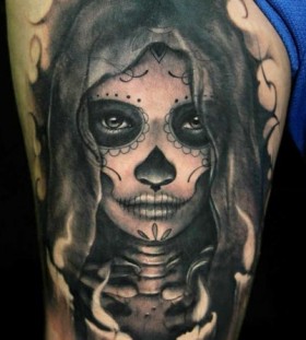 Nice sugar skull tattoo by Riccardo Cassese