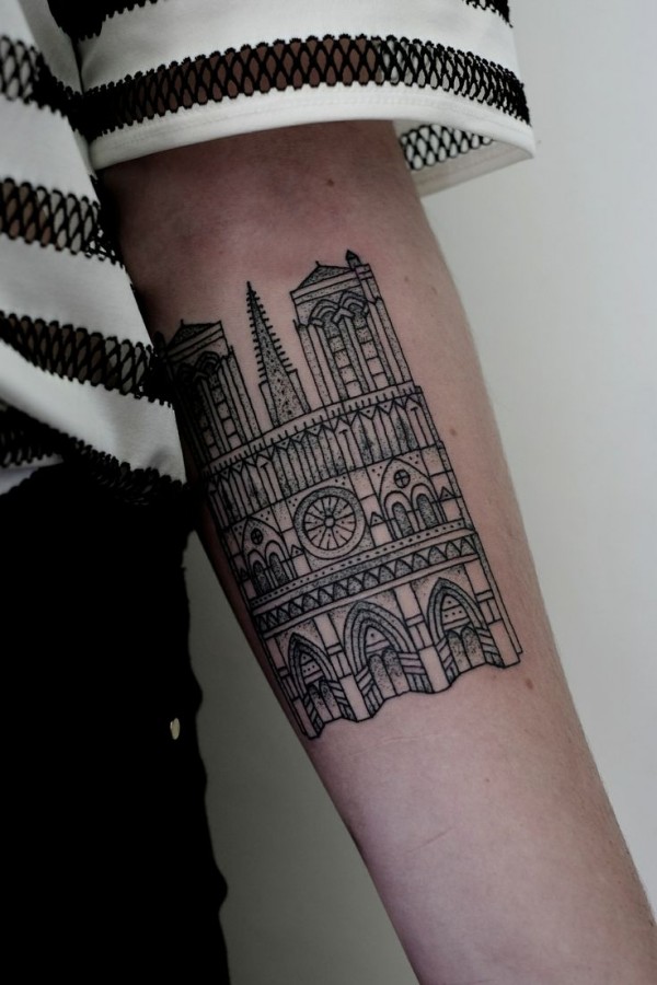 Notre Dame cathedral tattoo