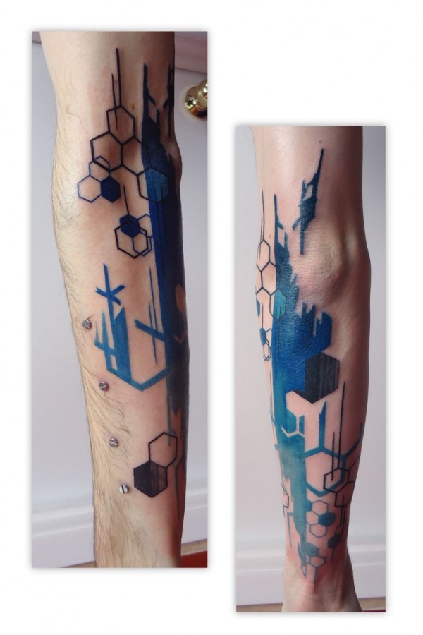 Organic geometry architecture tattoo