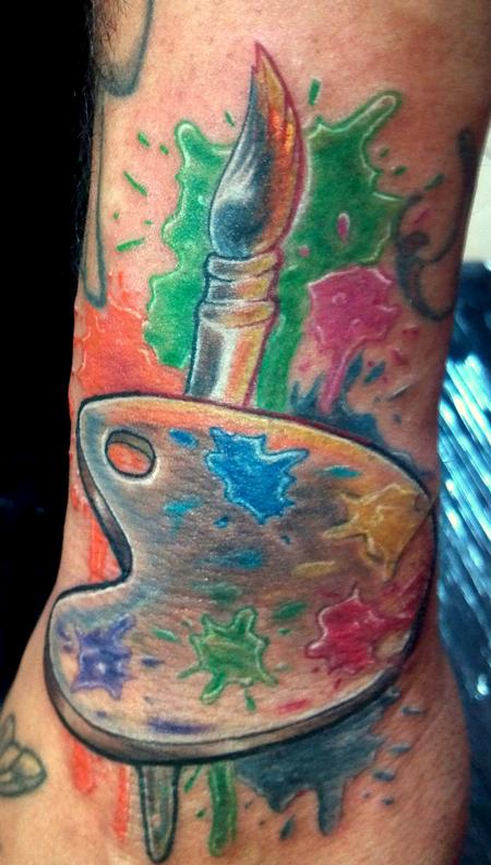 Paint brush and colours tattoo