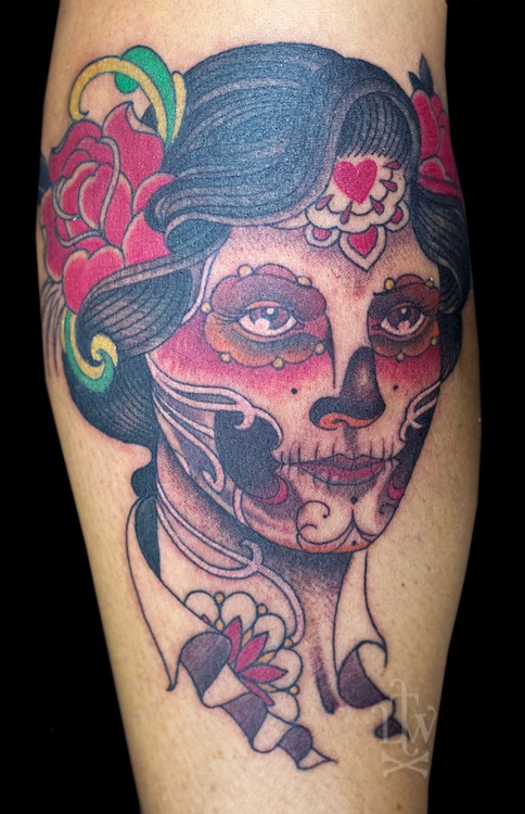 Painted face woman tattoo by Pepe Vicio