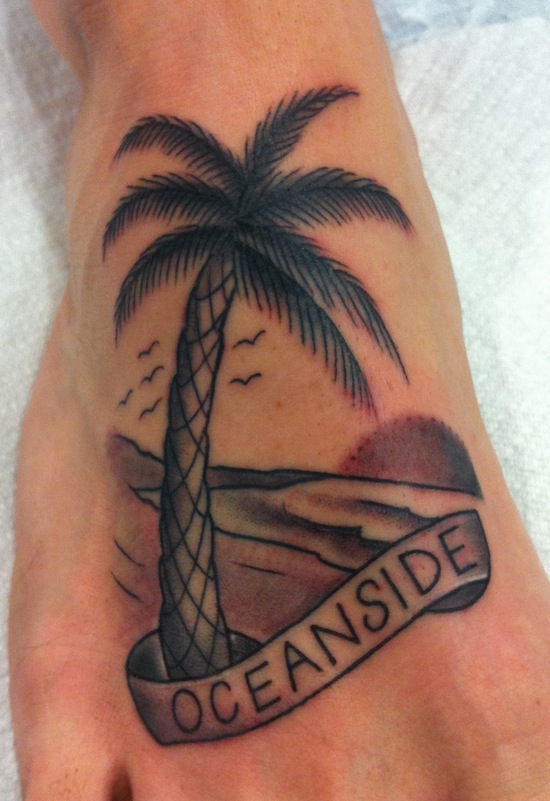 Palm tree foot tattoo