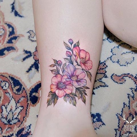 Watercolor Flower Tattoos