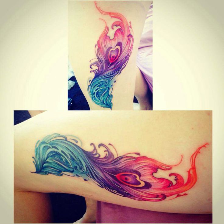 Phoenix feather watercolour tattoo