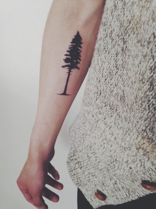 Pine tree tattoo on arm