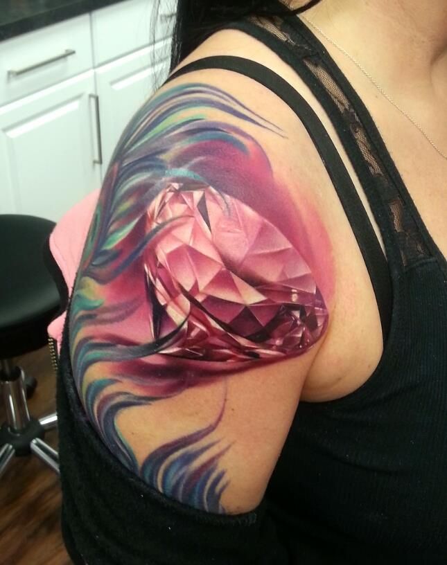 Pink diamond tattoo by Kyle Cotterman