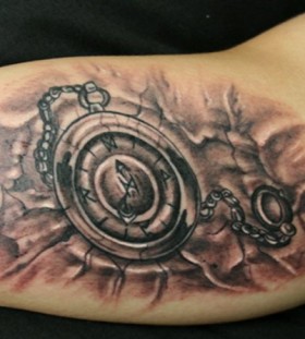 Pocket watch arm tattoo