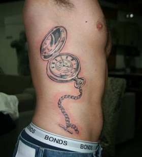 Pocket watch side tattoo