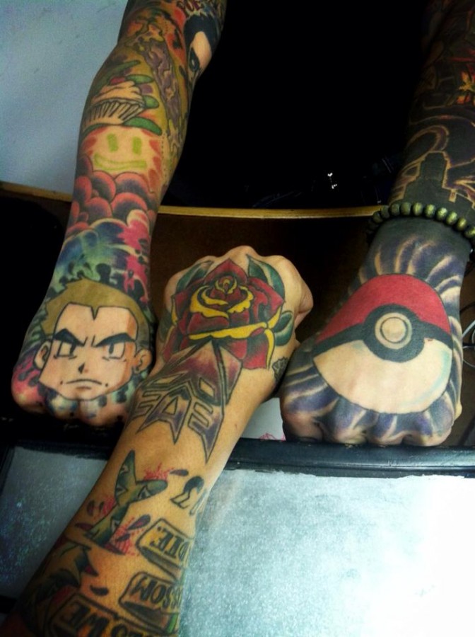 Pokemon full arm tattoos