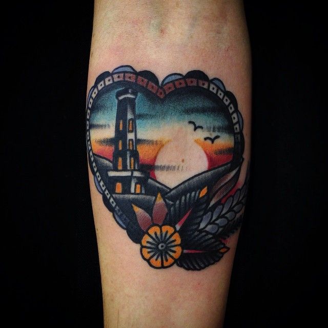 Pretty sunset tattoo by Matt Cooley