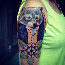 Raccoon in a suit tattoo
