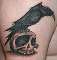 Raven and skull tattoo