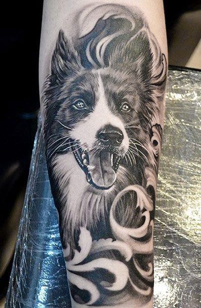 Realistic dog tattoo by Elvin Yong