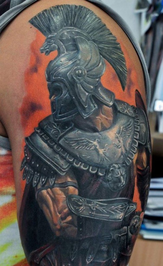 Realistic gladiator arm tattoo