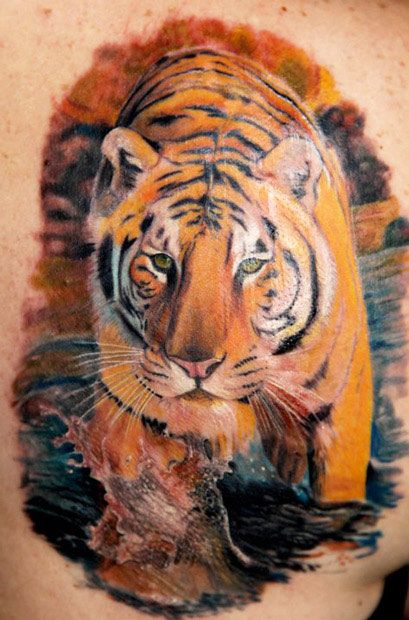 Realistic tiger tattoo by Kyle Cotterman