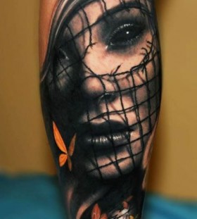 Realistic woman tattoo by Riccardo Cassese