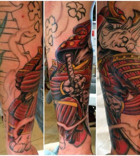 Rhino samurai arm tattoo