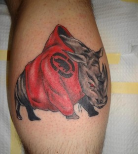 Rhino with a hoodie tattoo