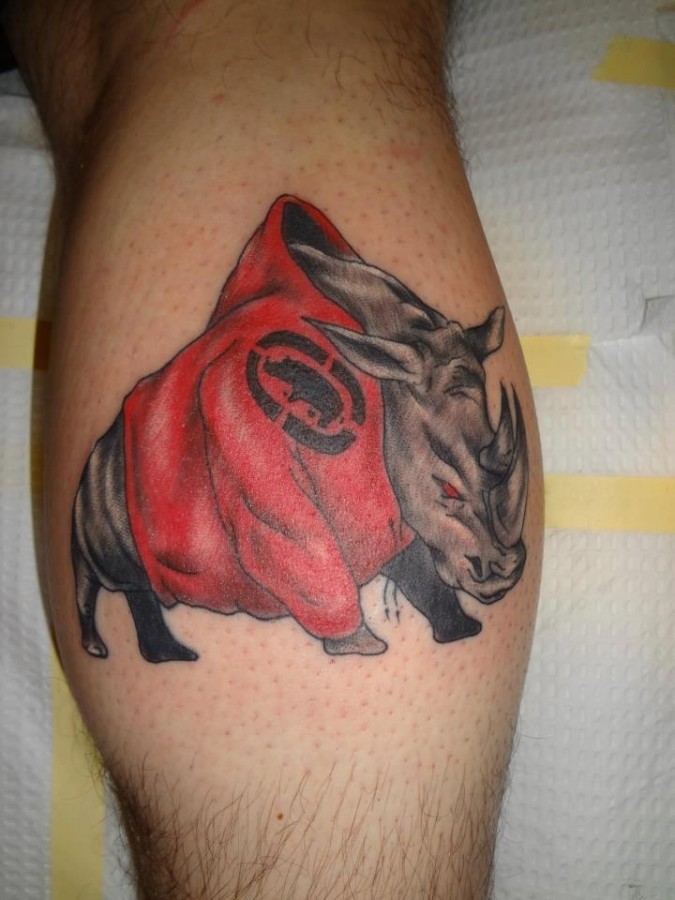 Rhino with a hoodie tattoo