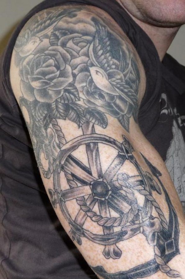 Rope and anchor arm tattoo