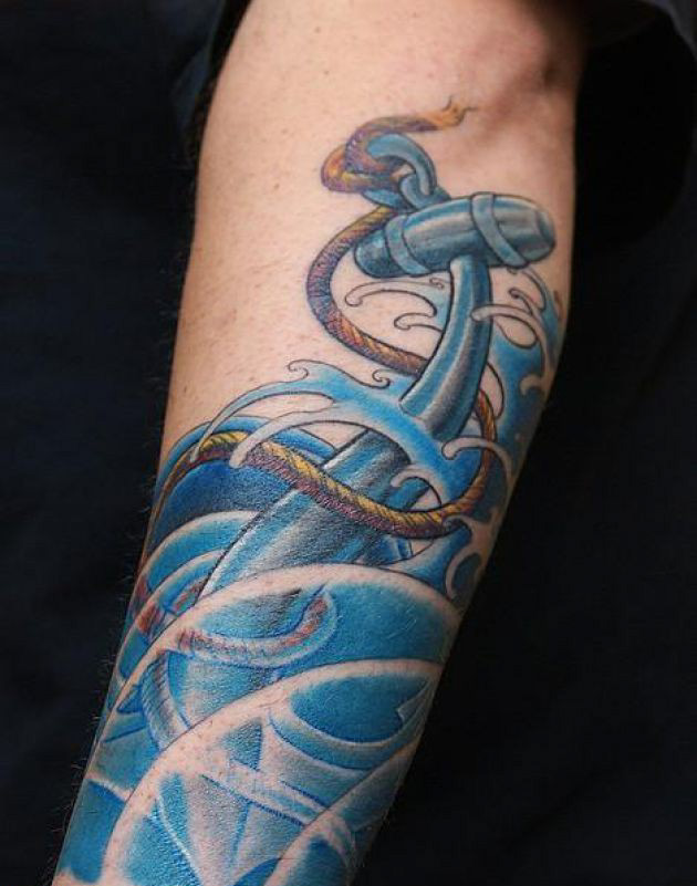 Rope and anchor tattoo