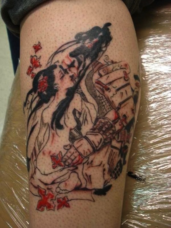 Samurai and geisha tattoo