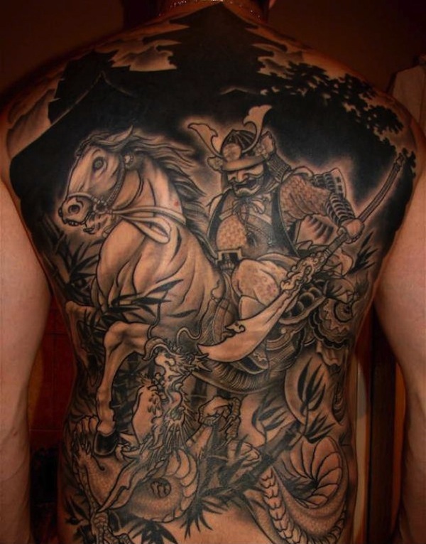 Samurai on a horse tattoo