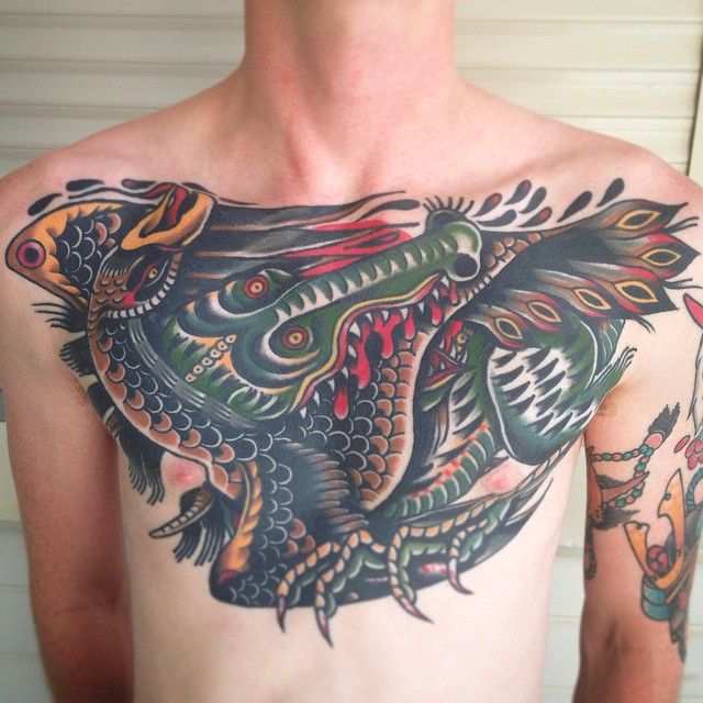 Scary chest tattoo by James McKenna