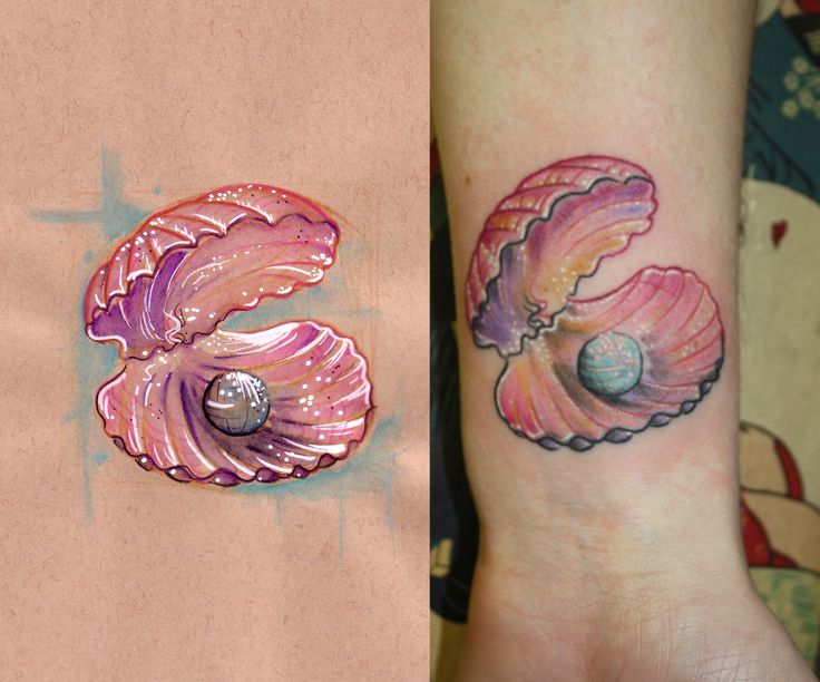 Shell and pearl tattoo