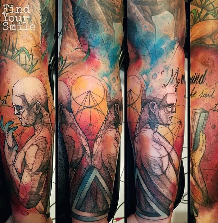 Watercolor Sleeve Tattoos