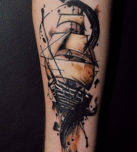Ship watercolor tattoo Ship watercolor tattoo