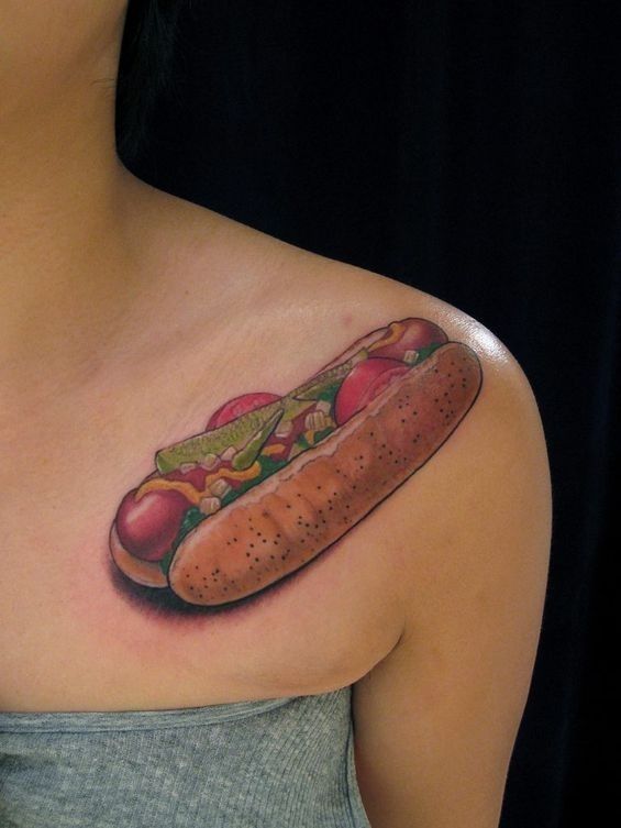 Shoulder sandwich food tattoo