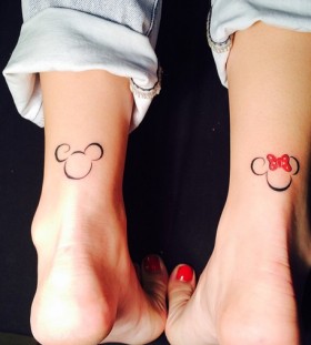 Simple Minnie and Mickey tattoos