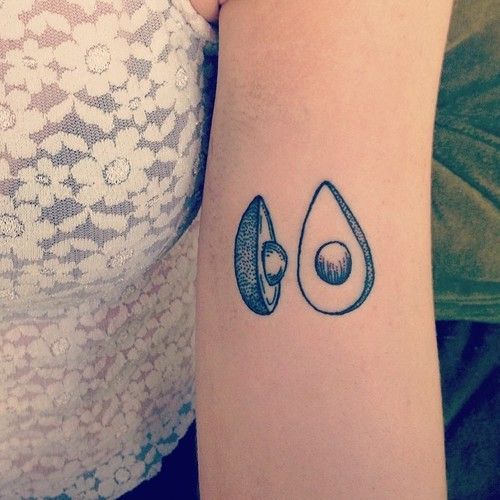 Simple avocado black fruit tattoo