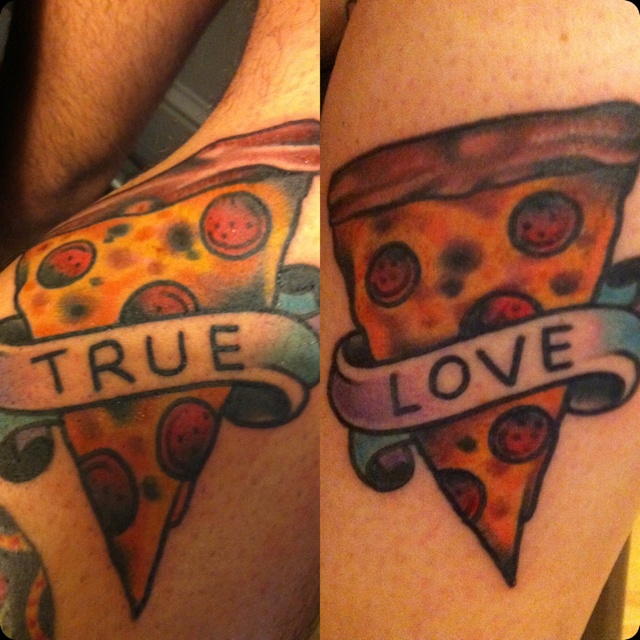 Simple quote and pizza tattoo