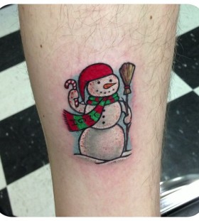 Simple snowman arm tattoo