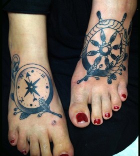 Simple wheel foot tattoo