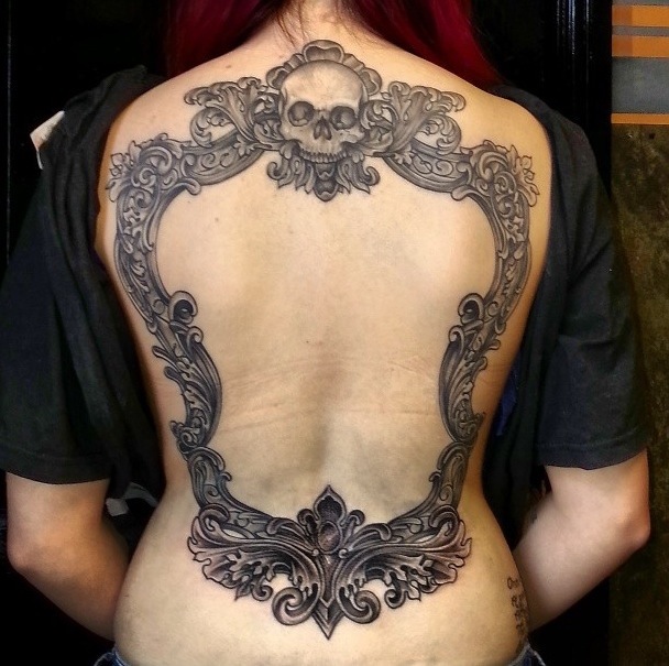 Skeleton frame back tattoo